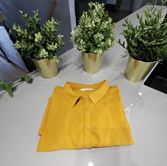 CAMAÏEU Impeccable blouse fluide de qualité de couleur jaune moutarde - Picture 7 of 7